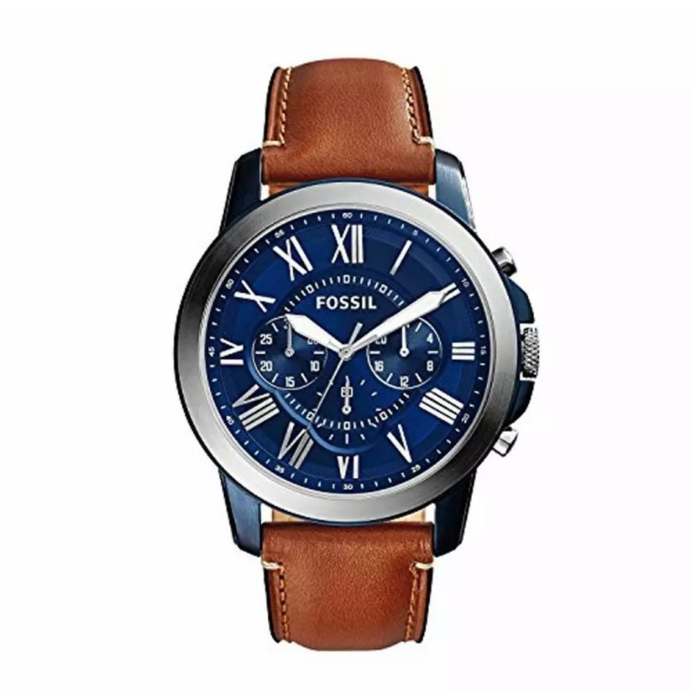 Fossil Grant Stainless Steel Leather Quartz Watch